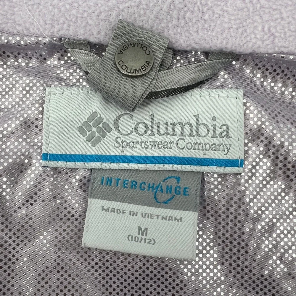 Columbia Kids Blue Purple Leaf Print Interchange Jacket Shell Outgrown M 10/12